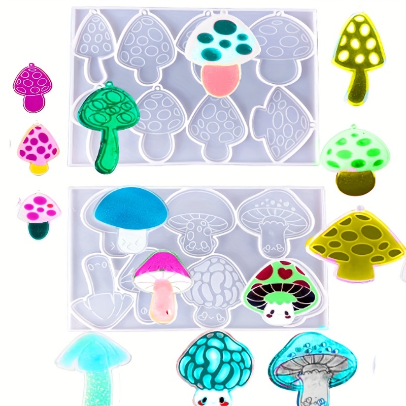 Mushroom Keychain Earrings Pendant Crystal Epoxy Resin - Temu