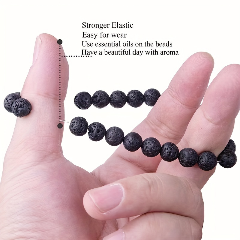 

1pc Natural Volcanic Stone Bracelet For Men And Women, Black Trendy Cool Volcanic Rock Hand String, Simple Vintage Bracelet, 8mm Beads Multifunctional Gift Daily Wear