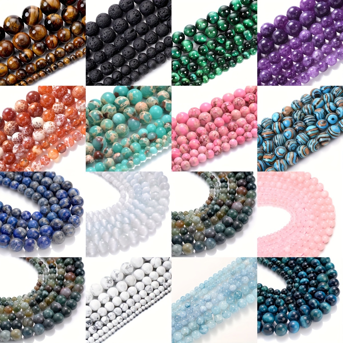 

4-12mm Natural Stone Beads Tiger Eye Lava Agates Malachite Amethyst Beads For Jewelry Making Diy Bracelet Necklace Accessories