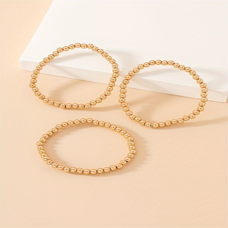 3pcs Set Golden Beads Stretch Bracelet