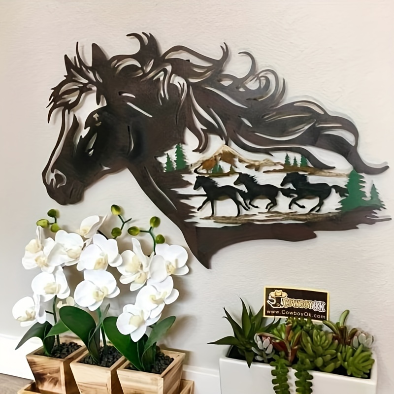 

1pc Metal Wall Art Horse Shadow, Living Room Office Dining Room Lobby Wall Decor, Halloween Room Decor, Art Indoor Yard Home Decoration Crafts Iron Art Decorations