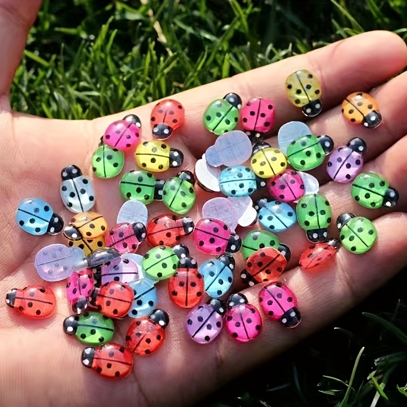 

30/60/100pcs, Ladybug Flatback Rhinestones, Assorted Diy Decorative Gems For Wedding, Home Scrapbooking Crafts, Plastic Resin Ladybug Garden Ornaments, Outdoor Yard Decor, Gift Idea