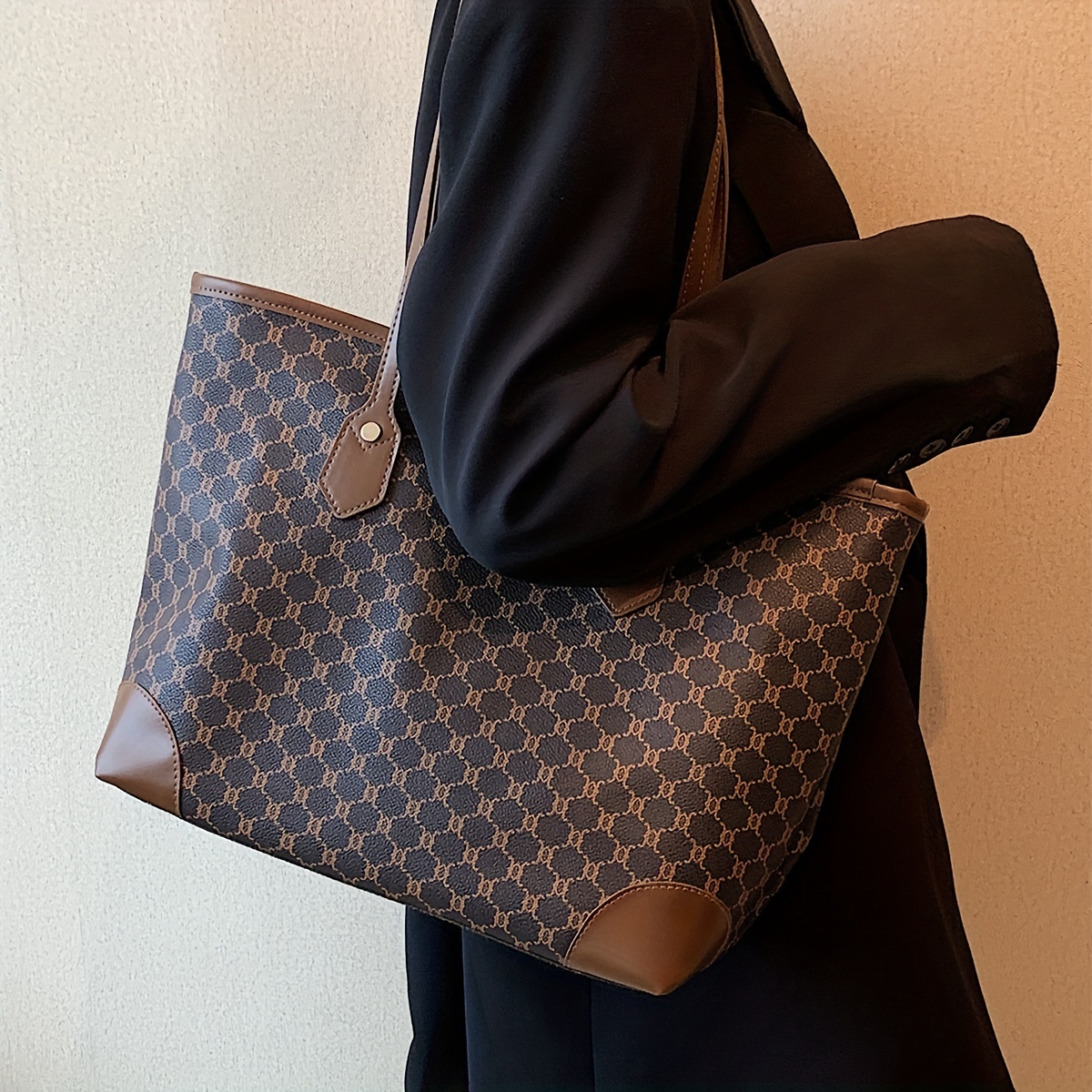 Vintage Geometric Pattern Tote Bag, Lightweight Large Capacity Storage Bag,  All-match Burlap Bag - Temu Oman