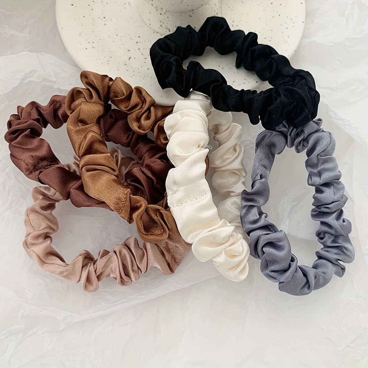 9pcs Women's Hair Accessories Set, Earth-tone Fabric Scrunchies & Basic  Hair Ties, Suitable For Daily Wear