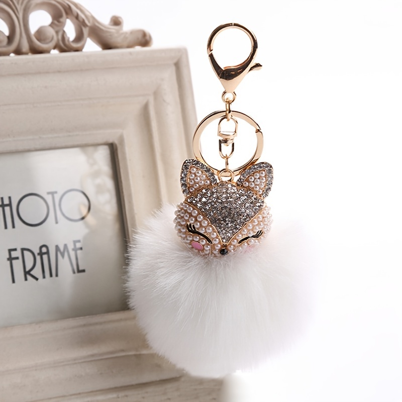 1pc Faux Fox Fur Pom Pom for Hat Keychain Bag Pendant with Press Button/  Elastic Rope Fake Fur Hat Bubble Removable