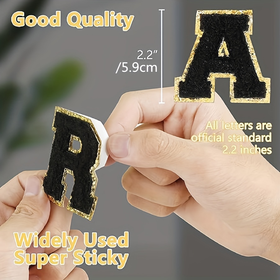 Chenille Letters Self Adhesive Patches: KINGSOW 52PCS Self-Adhesive Varsity  Iron on Letter Patches Stick on Embroidered Patch for Clothing