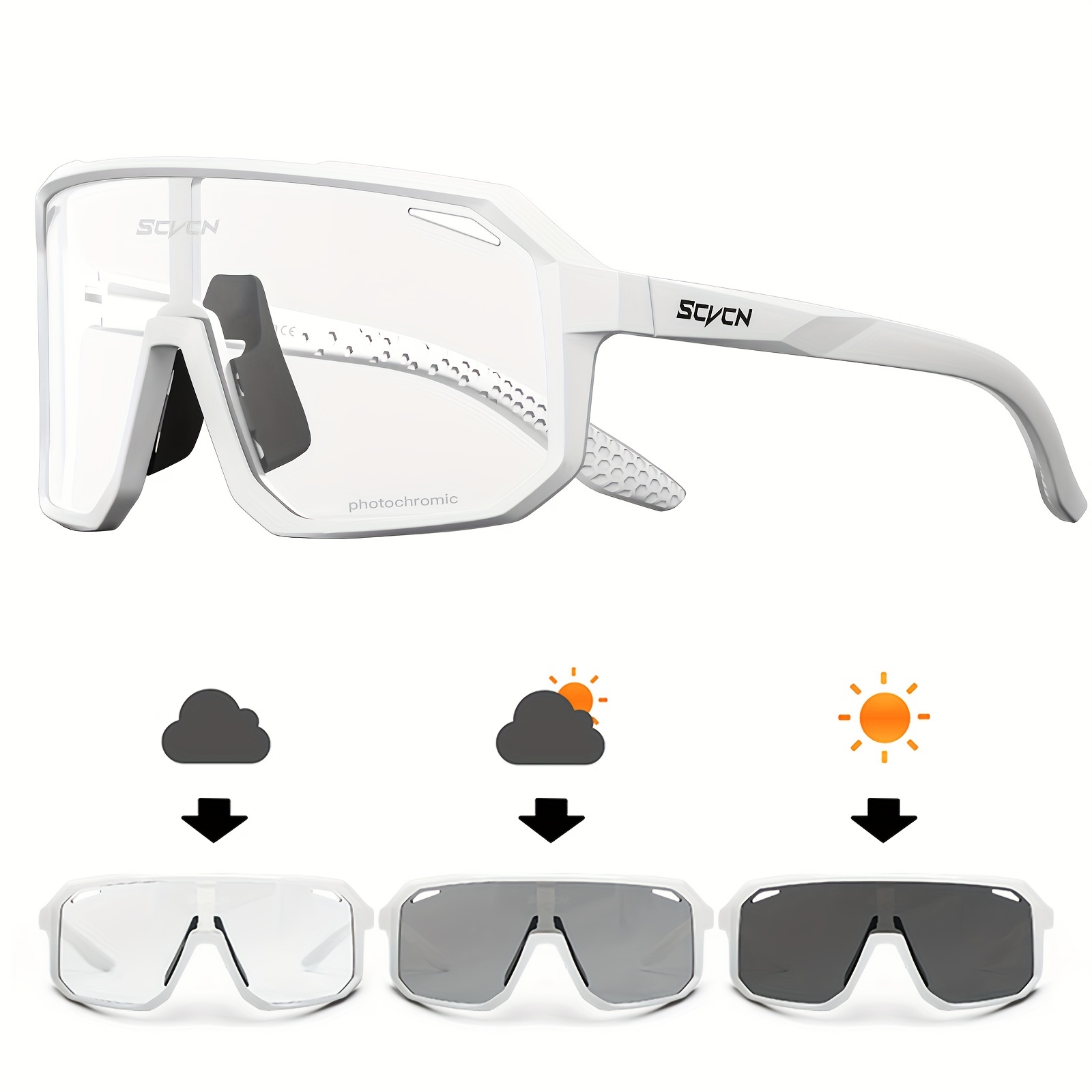 SAWUTPV Occhiali da Ciclismo Fotocromatici Antivento UV400 Protezione  Polarizzati Sport Bike Occhiali da Sole per Uomo Donna
