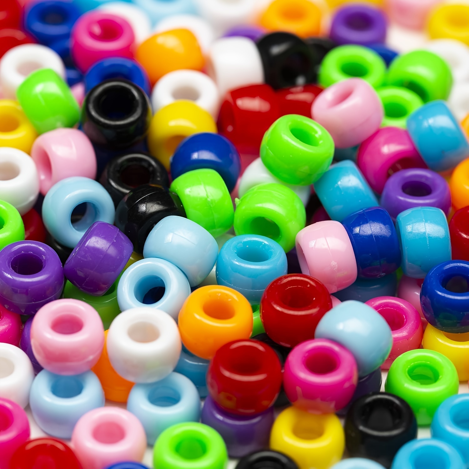 Pony Beads Multi colored Plastic Craft Beads Set Bulk - Temu