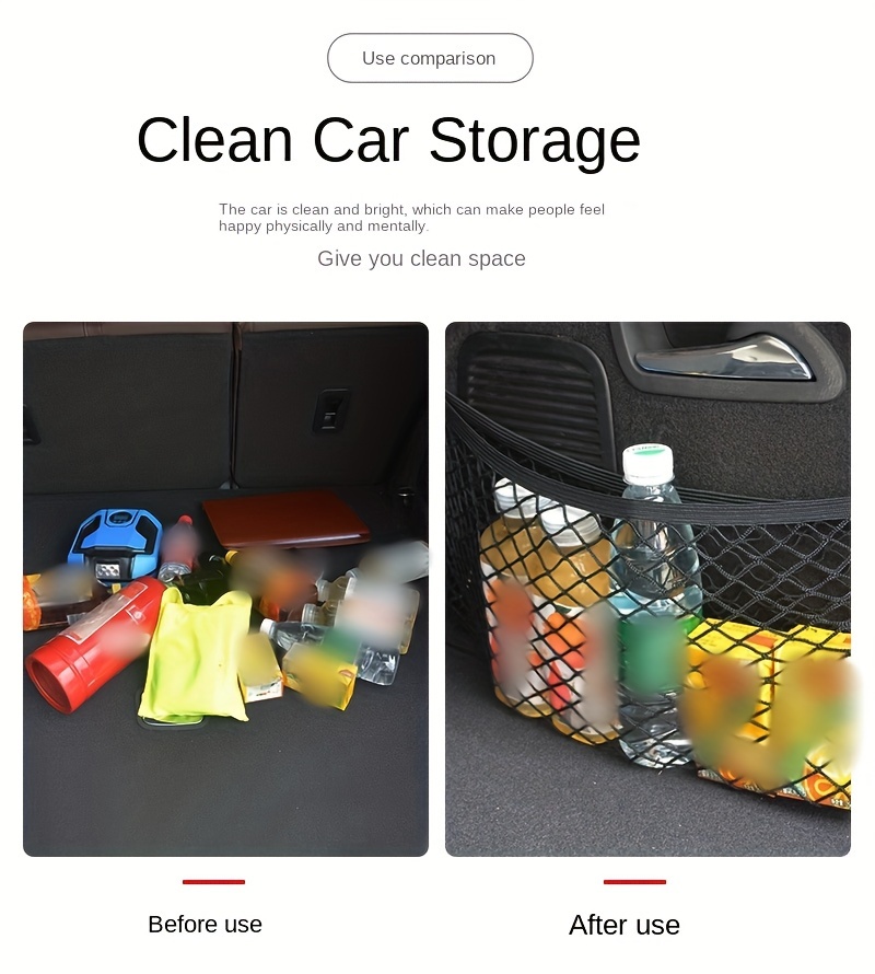 A Universal Storage Bag with Elastic Rope Net for The Back of Car Seats, Designed to Organize Belongings.