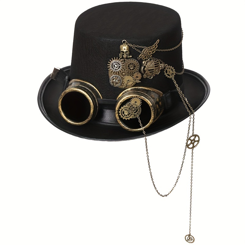 Sombrero Steampunk, sombreros de copa Steampunk para hombres con