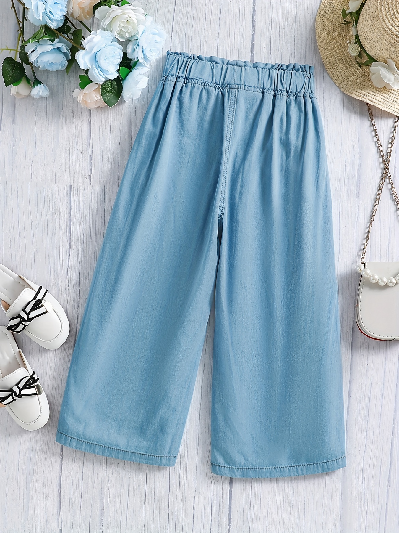 Girls Elastic Waist Loose Casual Wide Leg Pants Kids Spring Summer Clothes