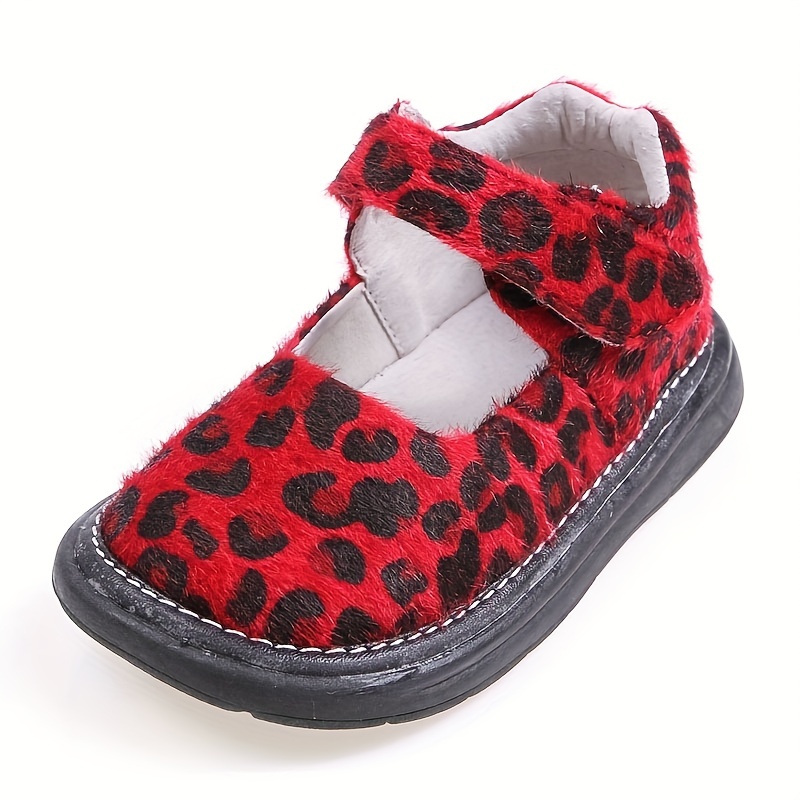Leather Toddler Girl's Red and White Polka Dot Mary Jane Squeaky