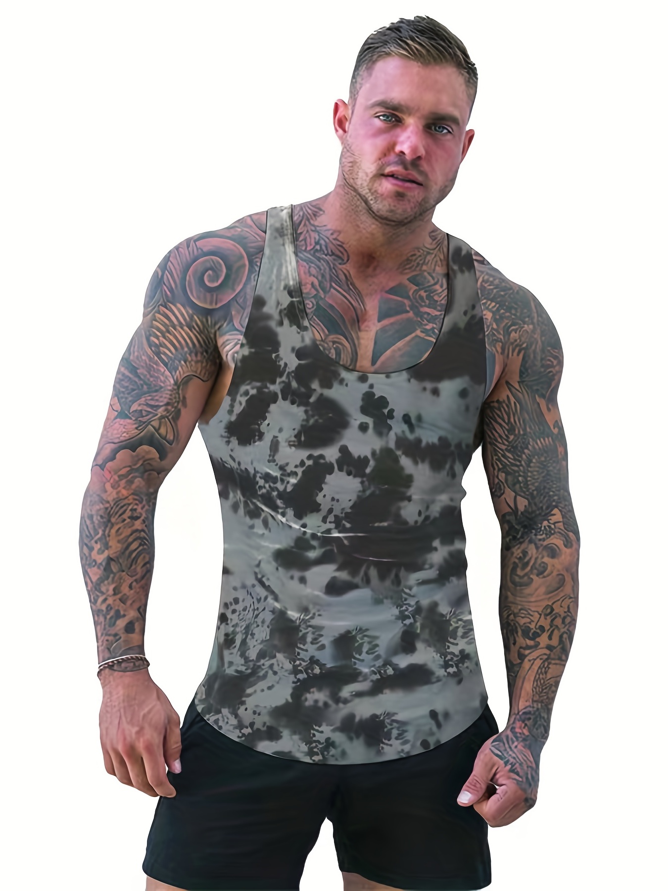 Men's A-shirt Tanks, Dry Fit Sleeveless Tank Top, Lightweight Active  Undershirts, 'la' And Doves Print Singlet - Temu