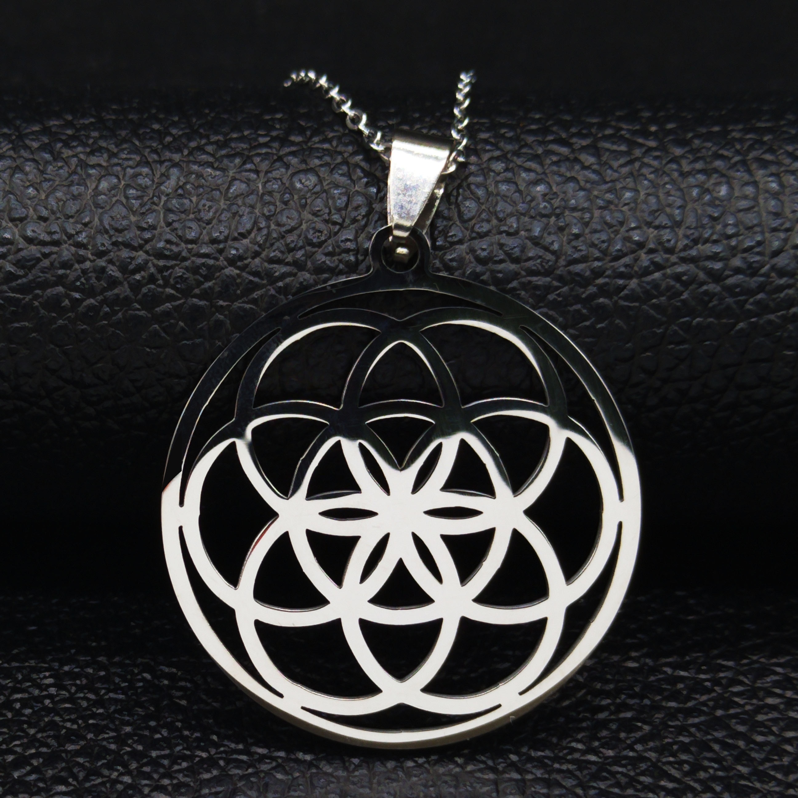 Image of Yoga Flower Of Life Stainless Steel Mandala Necklace 18k Golden Plated Neck Jewelry Decorations