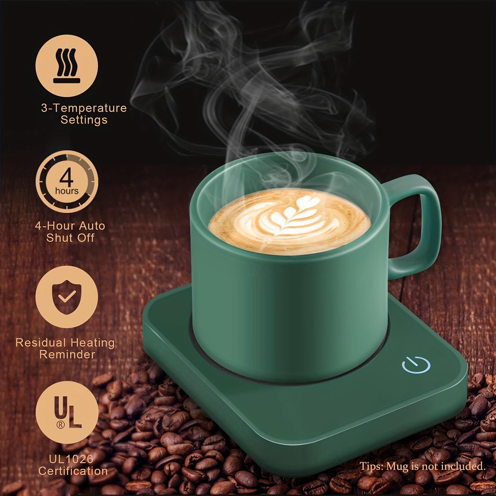 Chauffe-café électrique, chauffe-café Smart Coffee pour bureau, chauffe- tasse avec 2 réglages de température, chauffe-tasse, chauffe-boissons  électrique, chauffe-boissons pour le chocolat, le thé