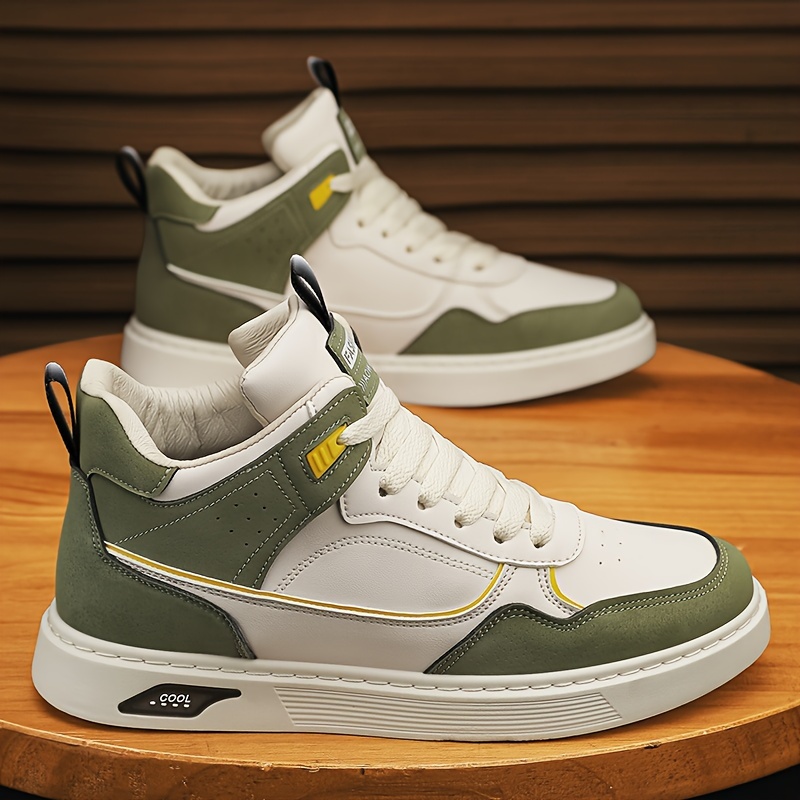 Zapatillas Casuales de Caña Alta para Hombre - Transpirables, Suela Gruesa, Zapatos de Skate con Cordones y Diseño a Rayas para Todas las Estaciones