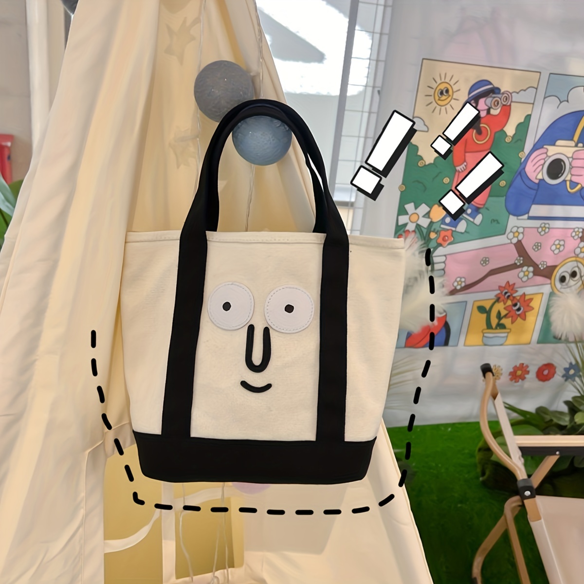 Funny Face Printed Large Capacity Tote Bag