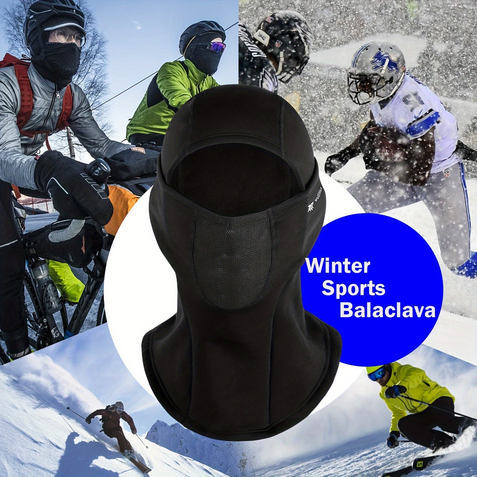 1pc Balaclava Ski Mask for Men Women, Windproof Winter Face Mask, Thermal Fleece Motorcycle Mask, Full Face Hood,Temu