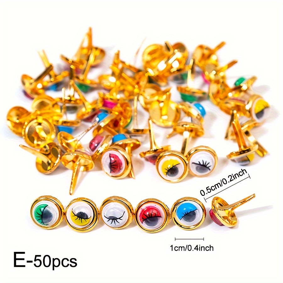 Small Brads, 300 Pcs 10mm Metal Plating Brass Paper Fasteners Uniform Coating High Hardness Round for DIY Photo Albums, Gold