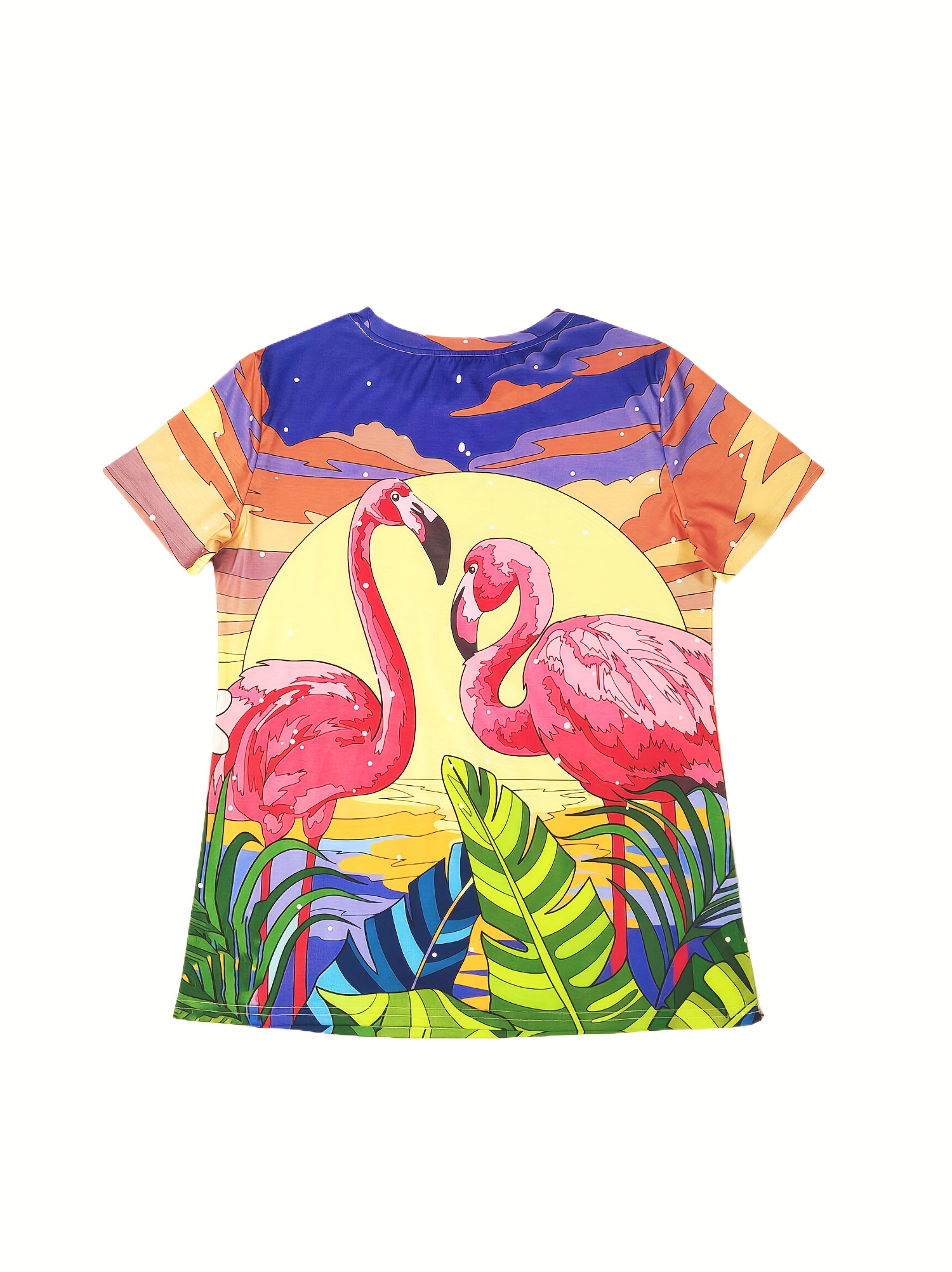 camiseta com estampa flamingo blusa casual de Temu Brazil