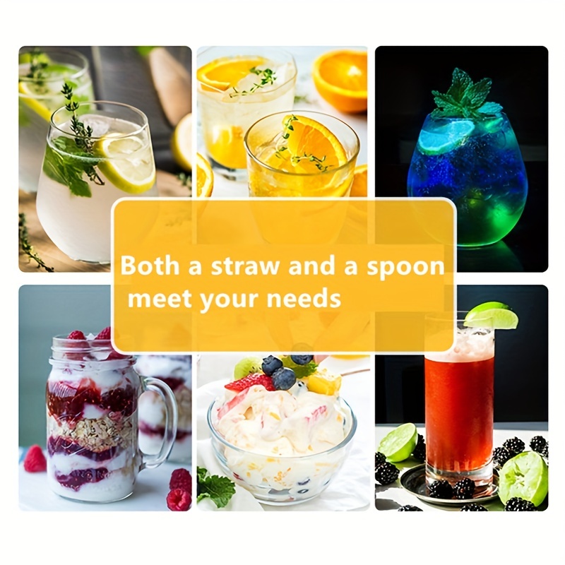 2pcs/set Stainless Steel Spoon Straws, Coffee Stirrer, Reusable