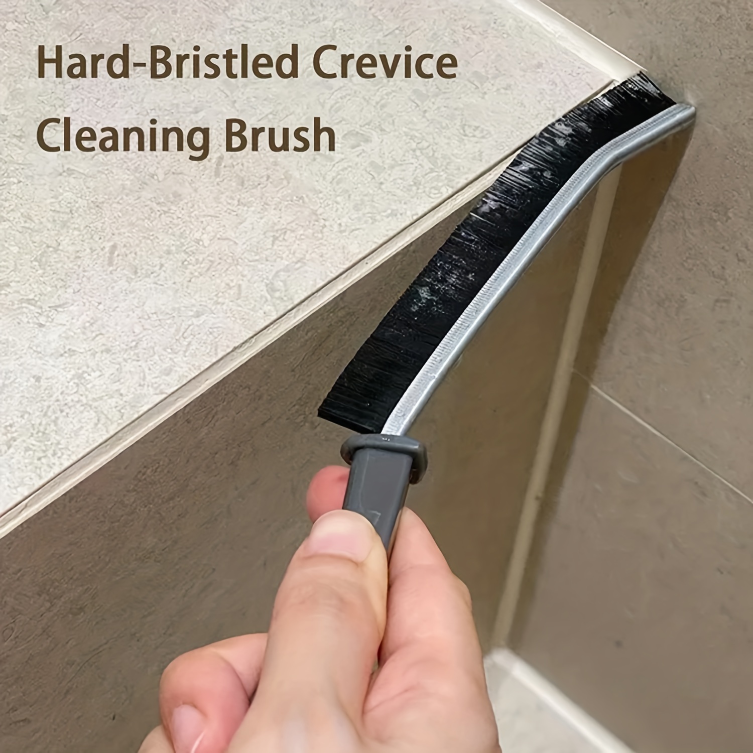 Stiff Bristle Crevice Cleaning Brush With Non Slip Handles