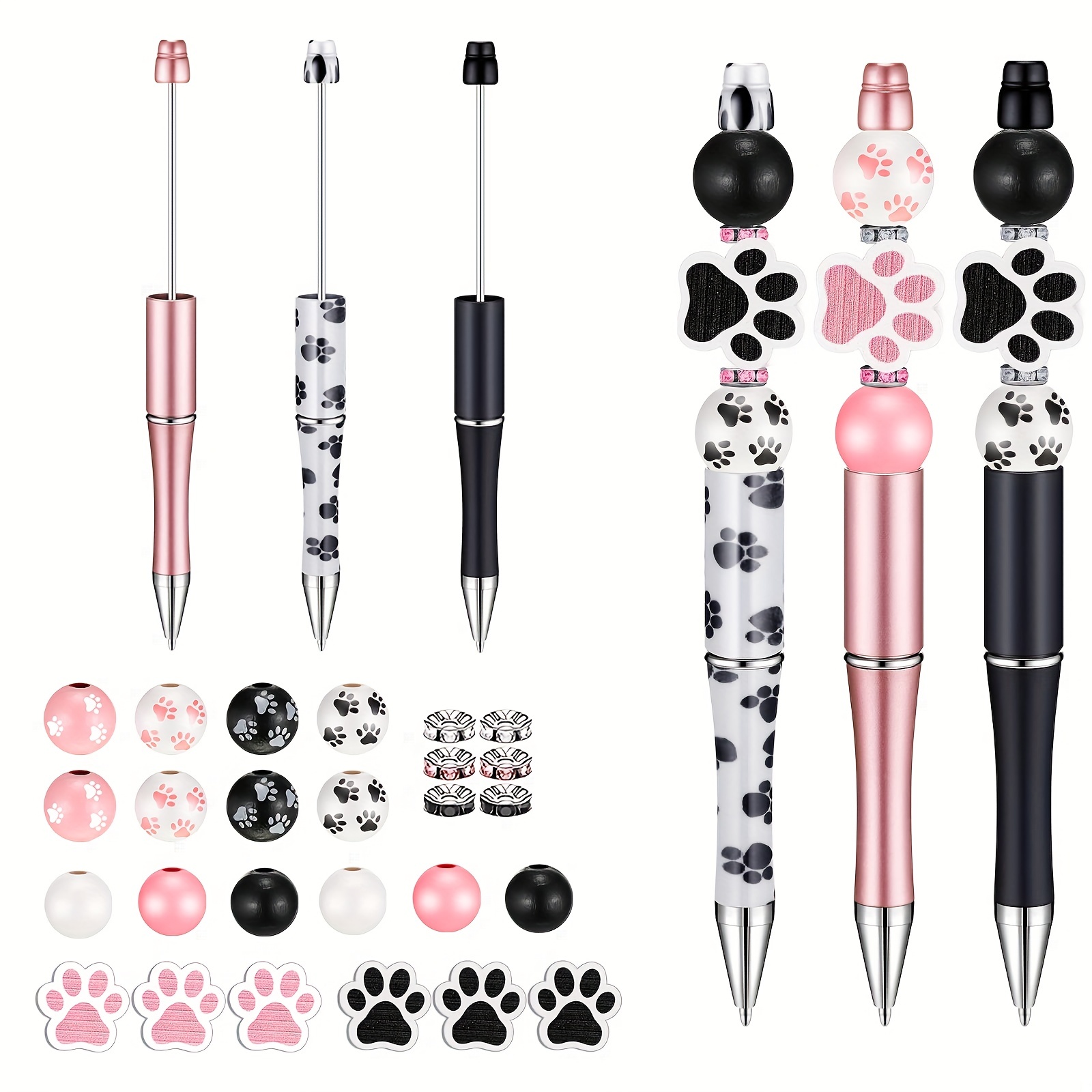 Ctosree 36 Sets Beadable Pens DIY Cute Animal Silicone Beads Beadable Pen  Bead Ballpoint Pen Black Ink Bulk School Gift Pen for Office School Kid