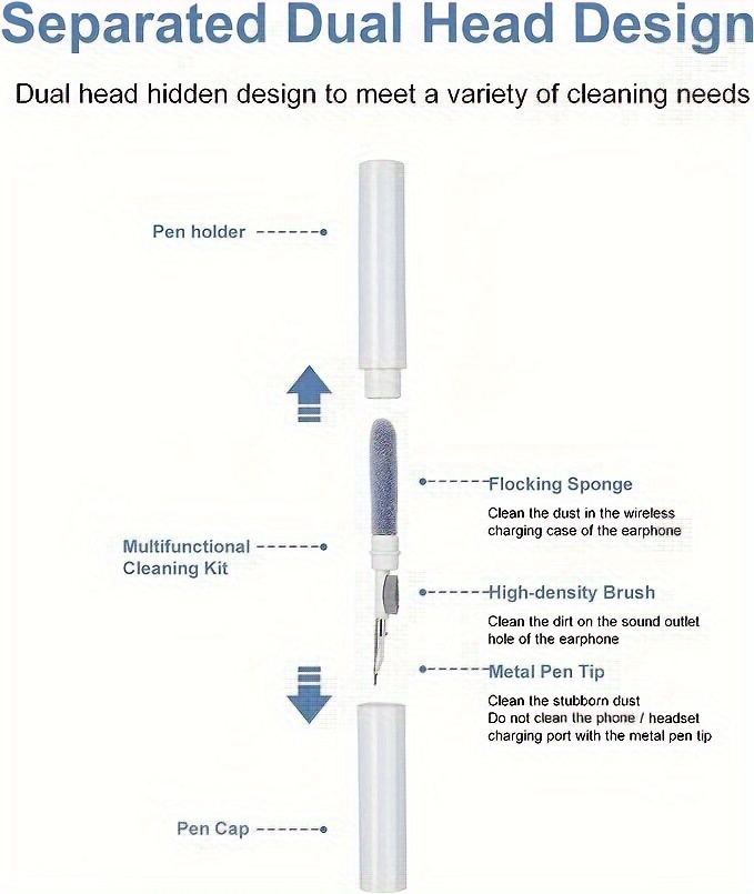 bluetooth earphone cleaning pen earbuds clean pen keyboard cleaner earbud cleaning brush earbud cleaner gadget cleaning tool handy brush portable cleaner brush soft cleaning pen cleaning accessory music lovers office workers Product details 5