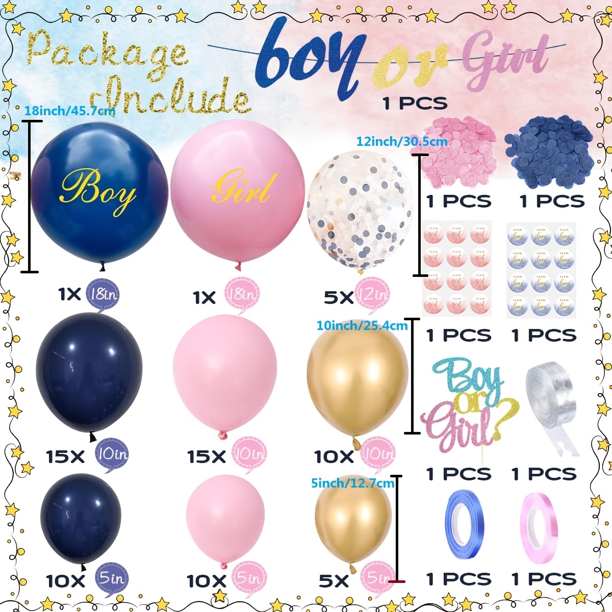 Gender Reveal Balloon Boy or Girl, Baby Shower Balloon Kit