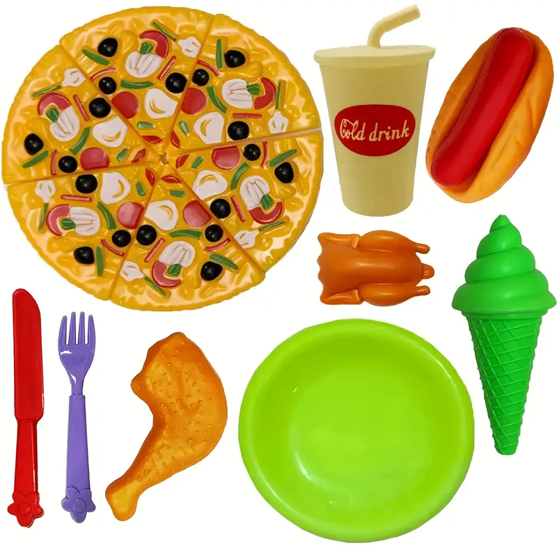 Simulation Pizza Cutting Toy Pretend Play Pizza Set Fast Food Cooking  Kitchen Toy For Kids Gifts Educational Montessori Toys - Temu