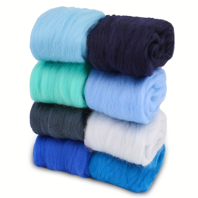 WONVOC Needle Felting Wool, 8 Colors Wool Roving, Wool Roving for Needle Felting, Nature Wool Roving Yarn, Needle Felting Color Wool Sets, Hand