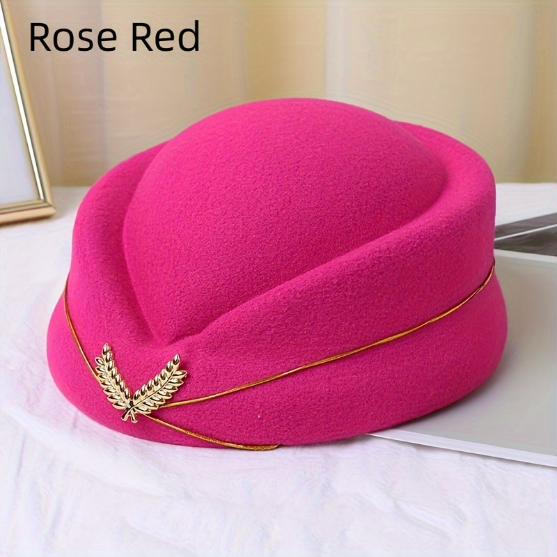 Classic Solid Color Stewardess Hat Berets Air Hostess Hat Cosplay Party Costume Accessories For Women
