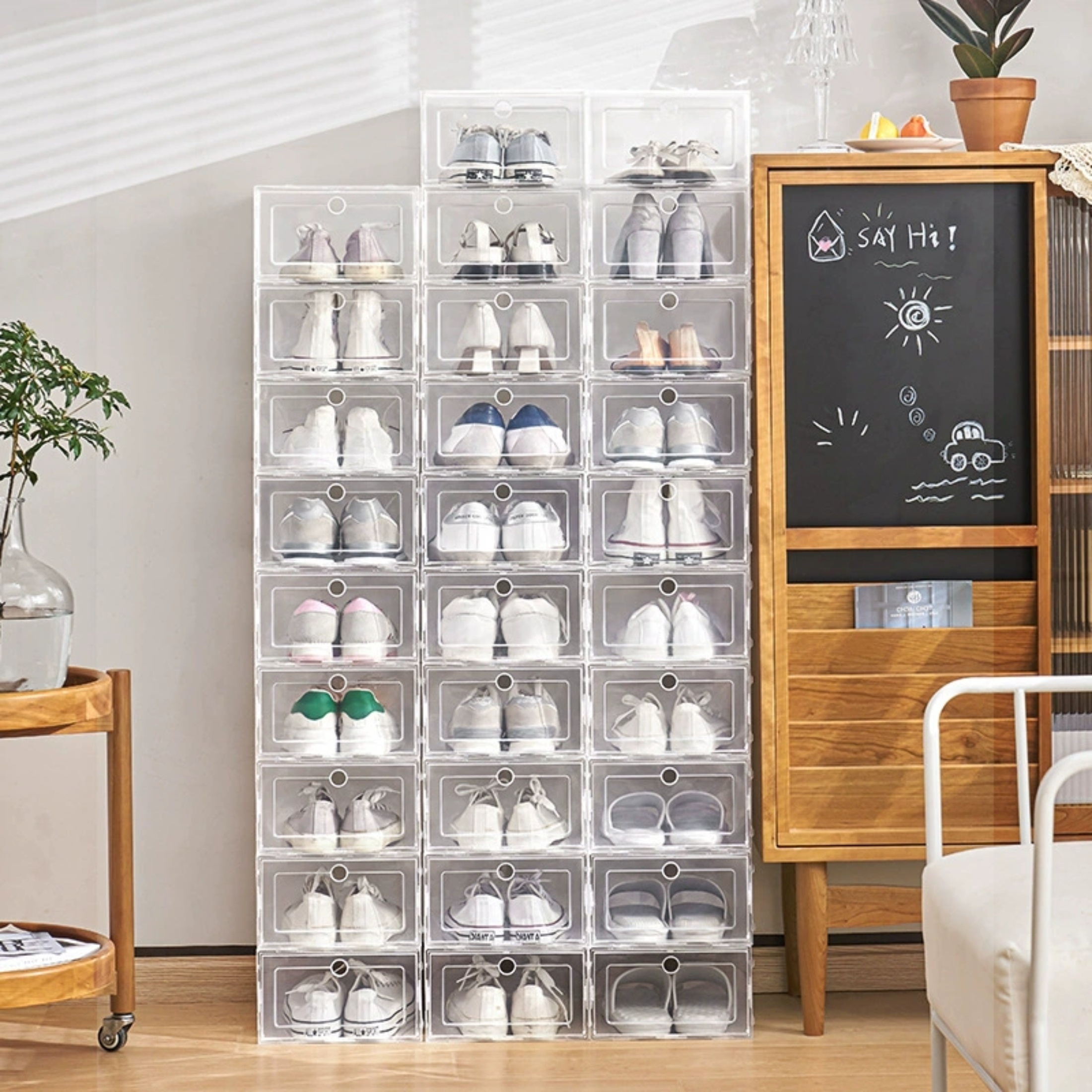 Stackable Storage Cabinet Folding Shoe Box Easy To Assemble - Temu