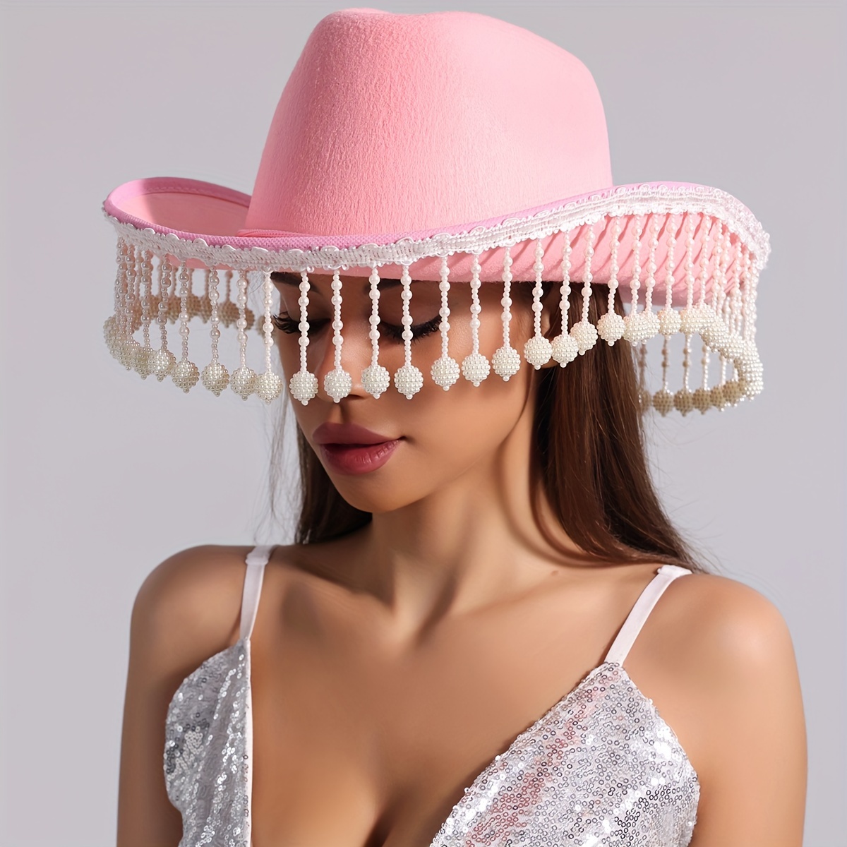 cowboy jazz hat chain tassel decor fedora cap - Temu display picture 3