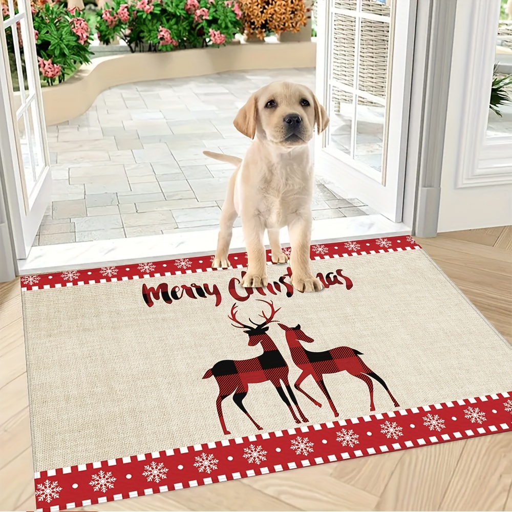 Snowflake Christmas Kitchen Rug Decorative Snowman Elk Kitchen