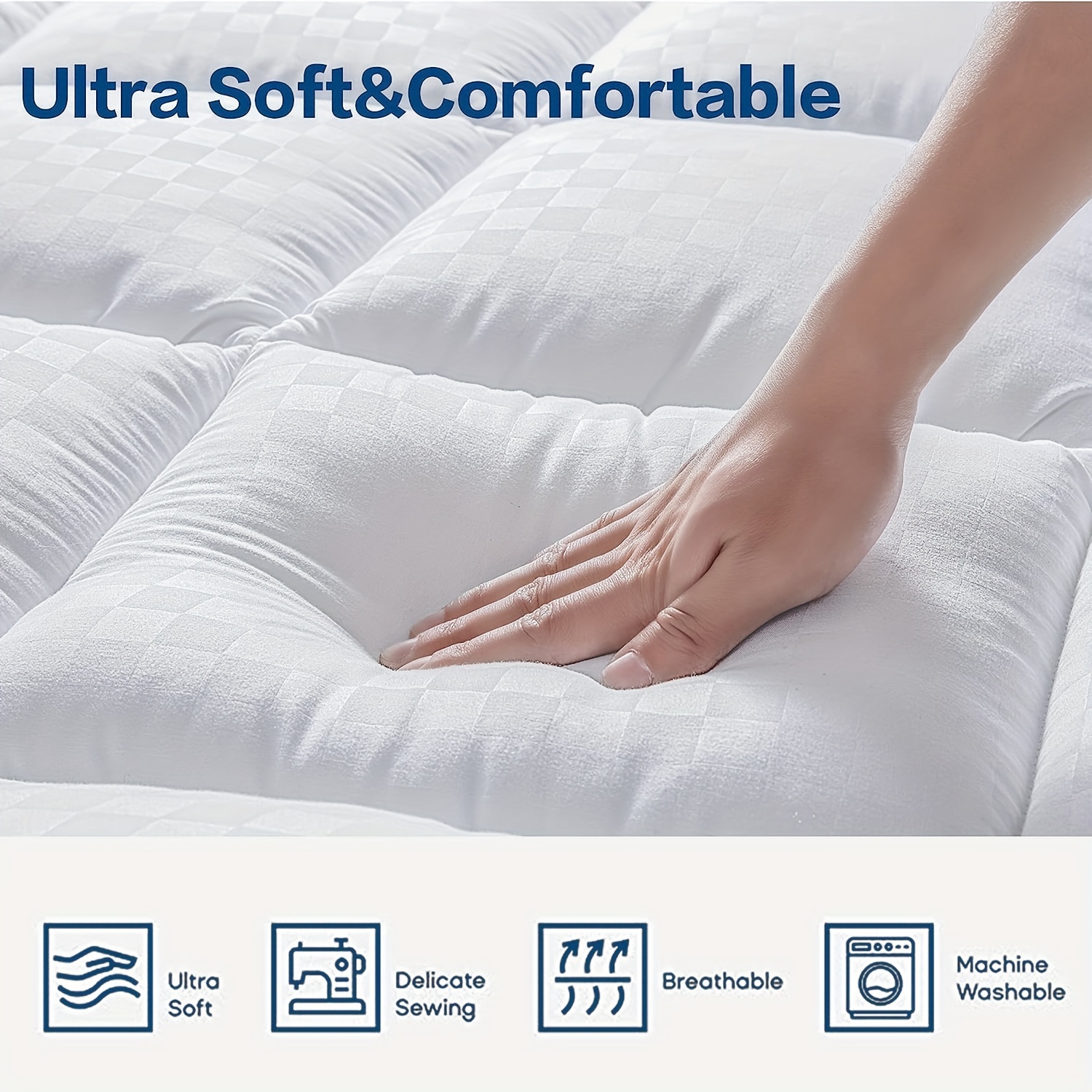 Twin Mattress Pad Cover Air Mattress Topper, Twin Size Quilted Fitted  Mattress Protector, Super Soft Breathable and Noiseless Down Alternative  Fiber