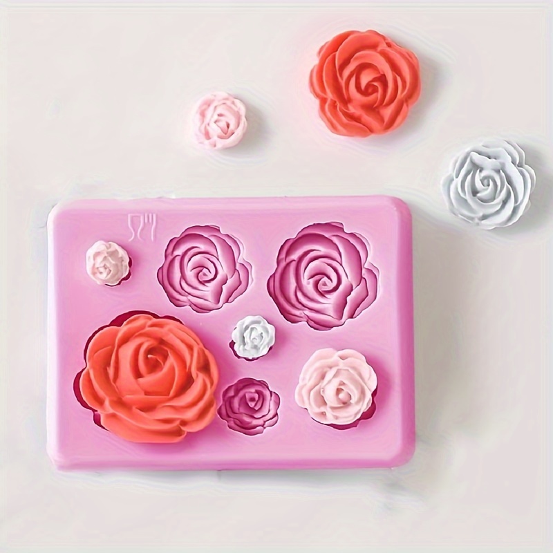2pc Flower Press Silicone Mold Polymer Clay Micro Cutters Floral Roses  Flowers Earrings Pendant Making Polymer Clay Craft Making Molds Silicone  Mold C
