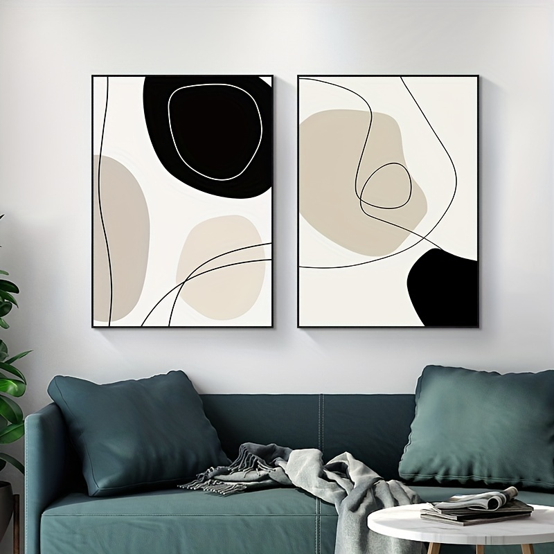 Set Of 3, Boho Matisse Canvas Poster, Beige Black Abstract Line Art Canvas  Paintings, Wall Print Pictures For Bedroom Living Room, Interior Home Decor