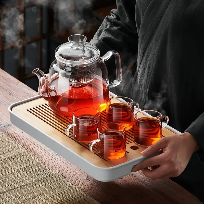 1pc 1250ml/42.2oz Juego de tetera de vidrio elegante con vaporizador de té  y función de separación de agua - Perfecto para preparar y servir tus