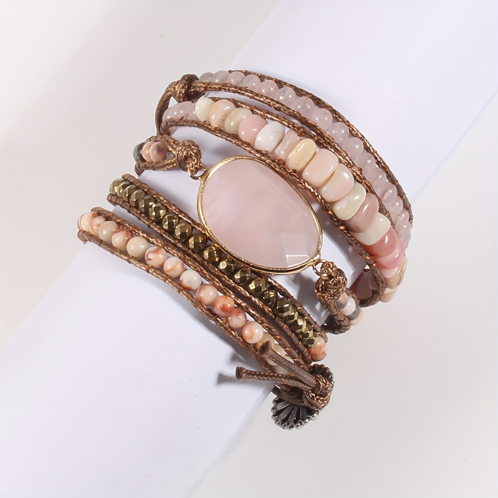 

Boho Style Natural Stone Wrap Bracelet Multi Layers Hand Rope Jewelry Decoration Party Favors