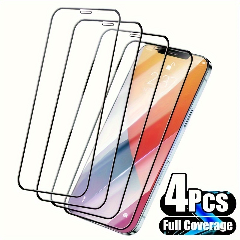 

4pcs 30d Full Cover Protective Glass For 15 14 13 12 11 Pro Max Plus X Xr Screen Protector Tempered