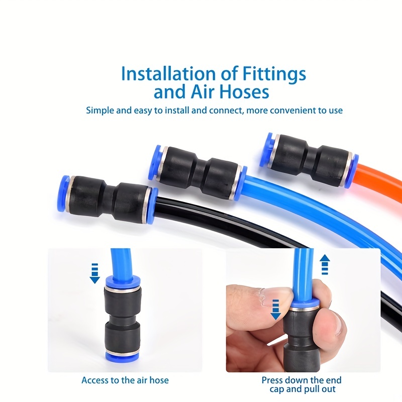  4mm Quick Fitting, 5/32” OD Push to Connect Pipe Tube Straight  Fittings, Pneumatic Air Line Connector 20Pcs : Automotive