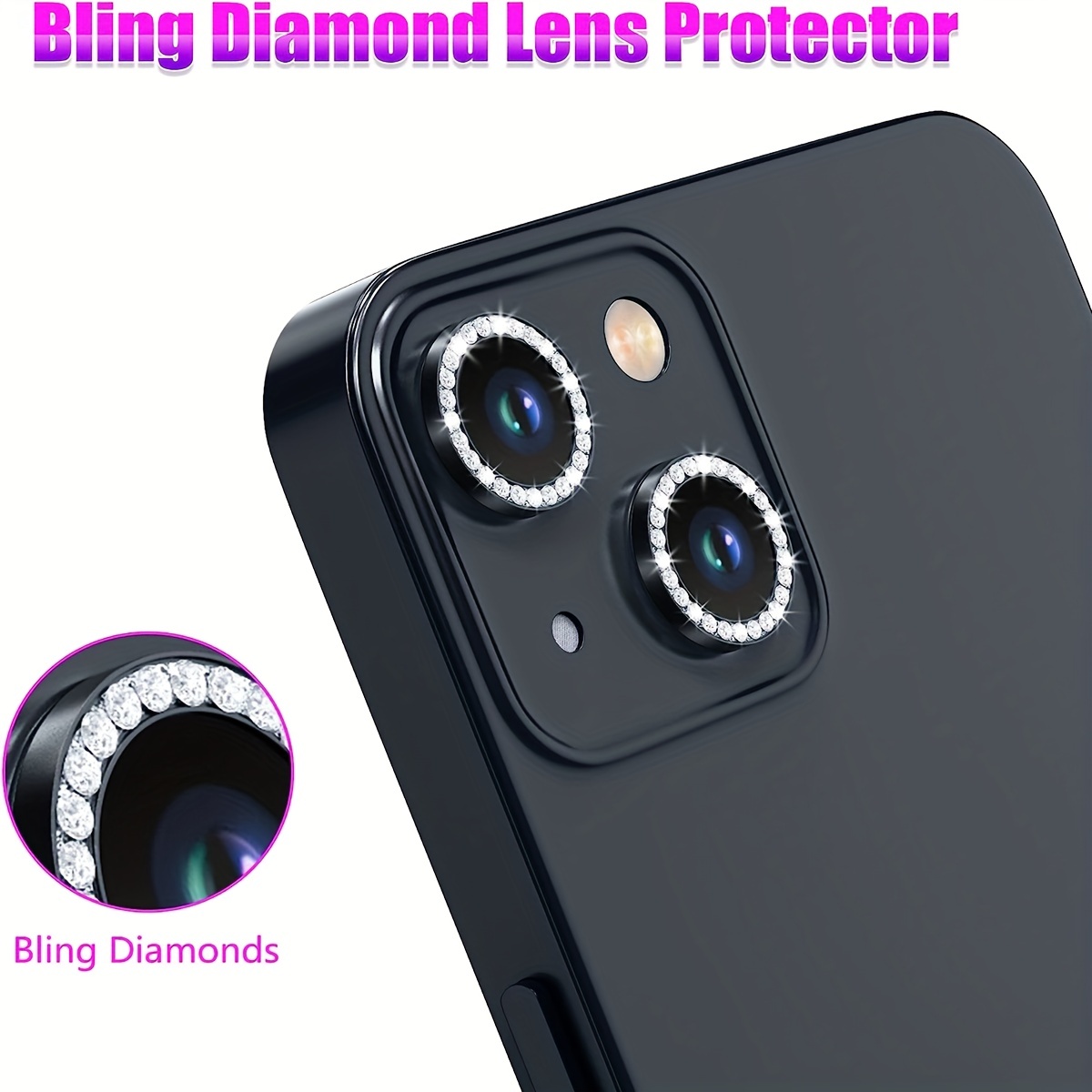Glitter Diamond Back Camera Lens Protectors Ring Cover for iPhone