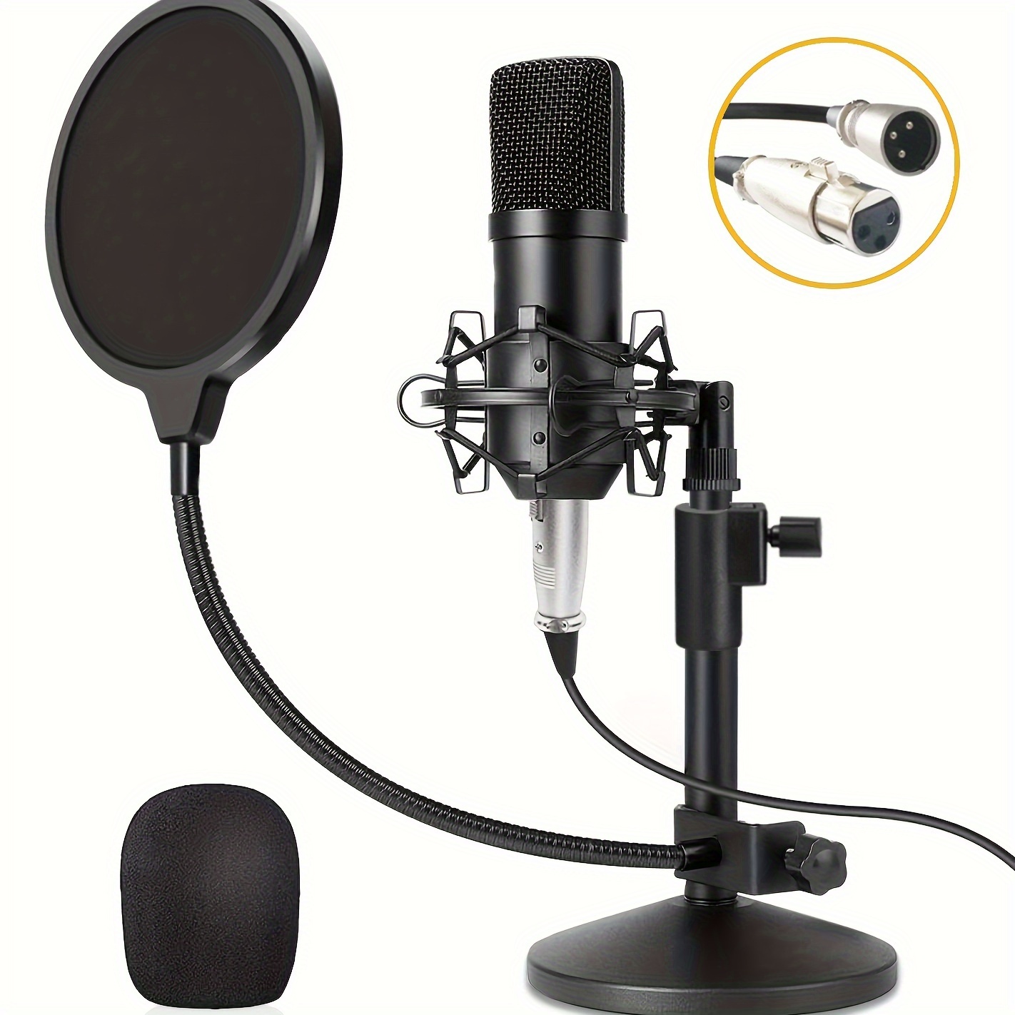 Kit de Microphone Micro Studio Condensateur Enregistrement avec Filtre Anti  Pop