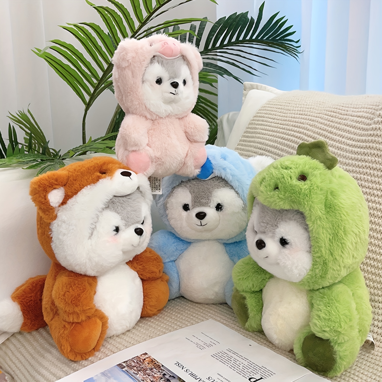 Cute Animal Plushies Doll, Funny Bear/Husky/Pig/Dinosaur Stuffed
