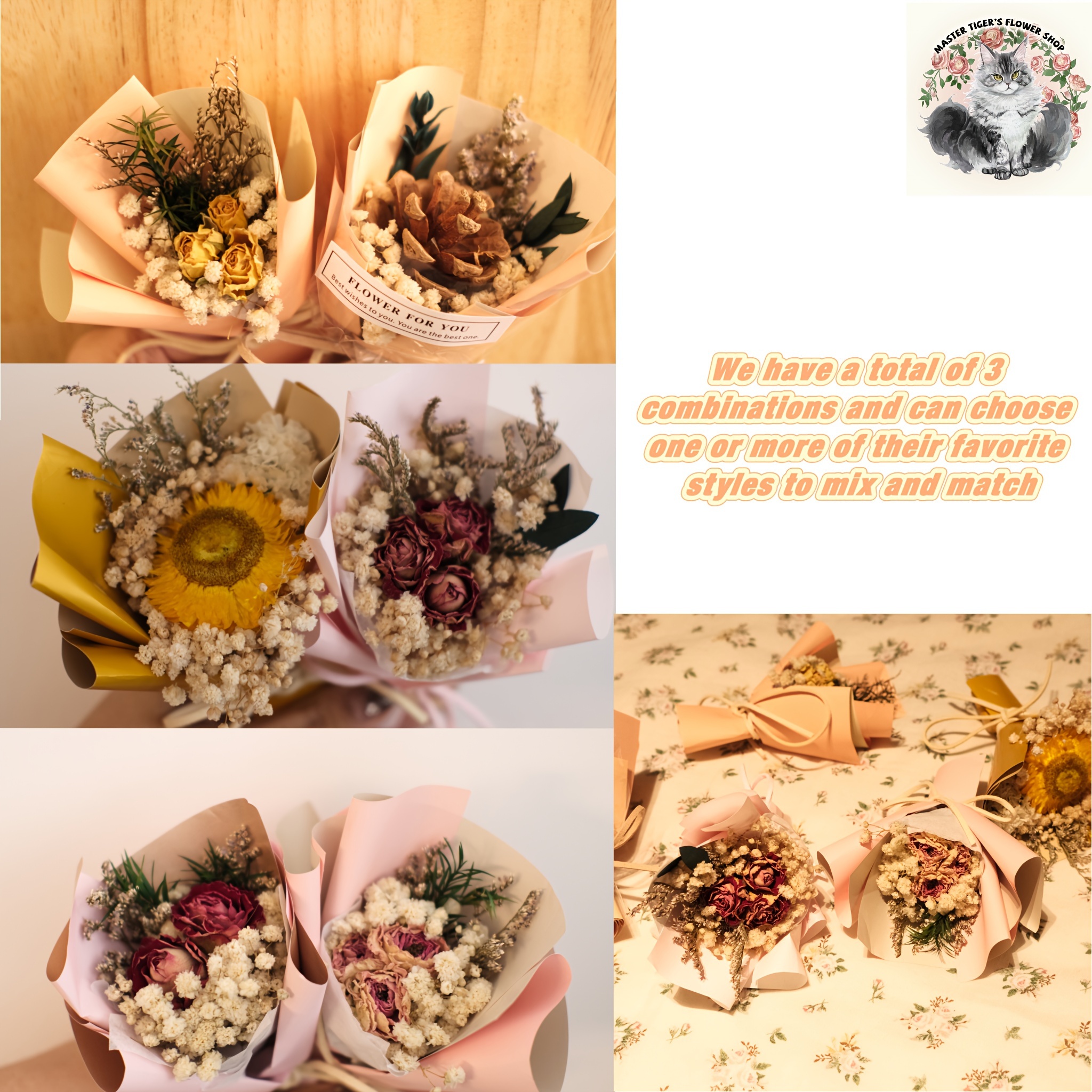 Rose Mini Delicate Bouquet of Dried Flowers Car Aromatherapy Air Outlet Car  Interior Decoration Ornaments