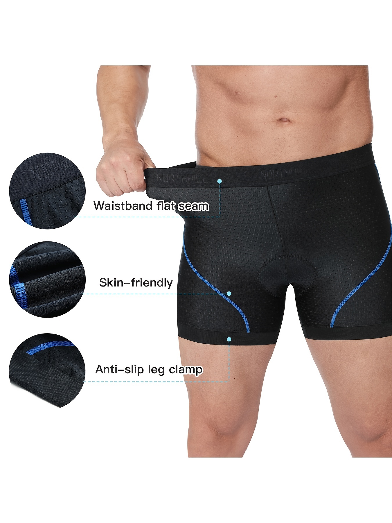 Northhill Men's 4d Padded Cycling Underwear For Mountain Biking And