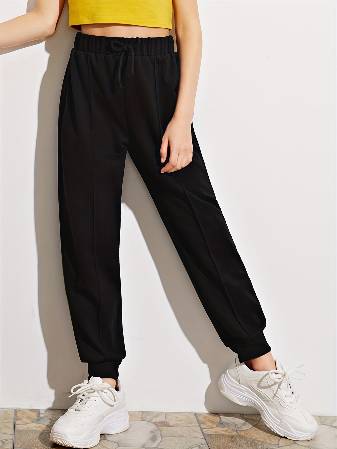 Girls High Waist Jogger Pants for Spring & Autumn