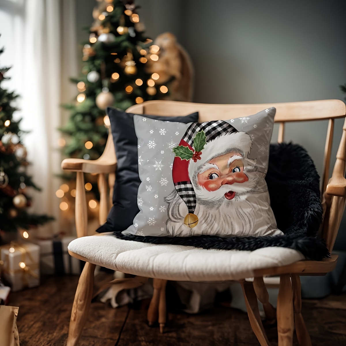 Christmas Christmas Snowman Color Lights Christmas Tree Santa Claus  Pillowcase Home Sofa Cushion Cover Linen Blend Car Cushion Cover Throw  Pillow Home Pillow Insert Not Included - Temu