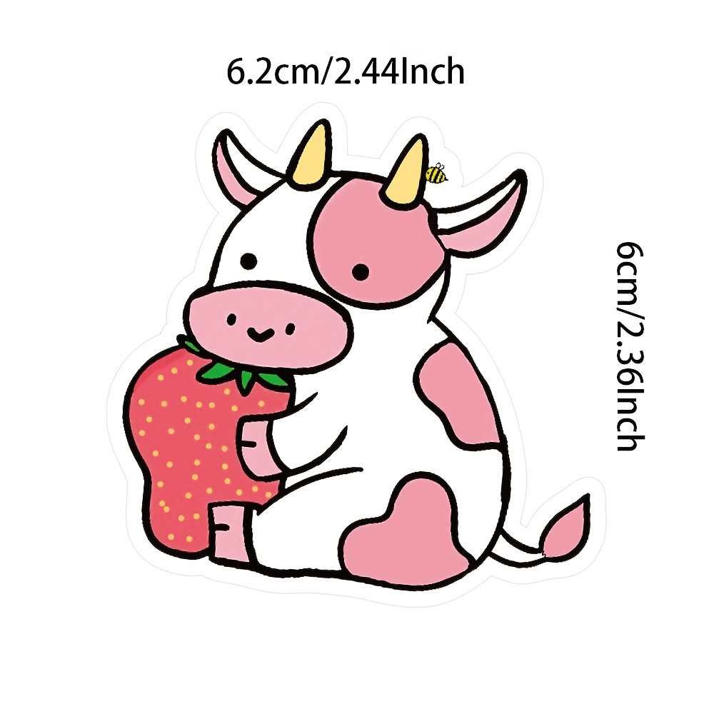 50pcs Cute Strawberry Cow Cartoon Sticker Graffiti Decorative Waterproof  For Laptop Travel Case Water Bottles - Arts, Crafts & Sewing - Temu